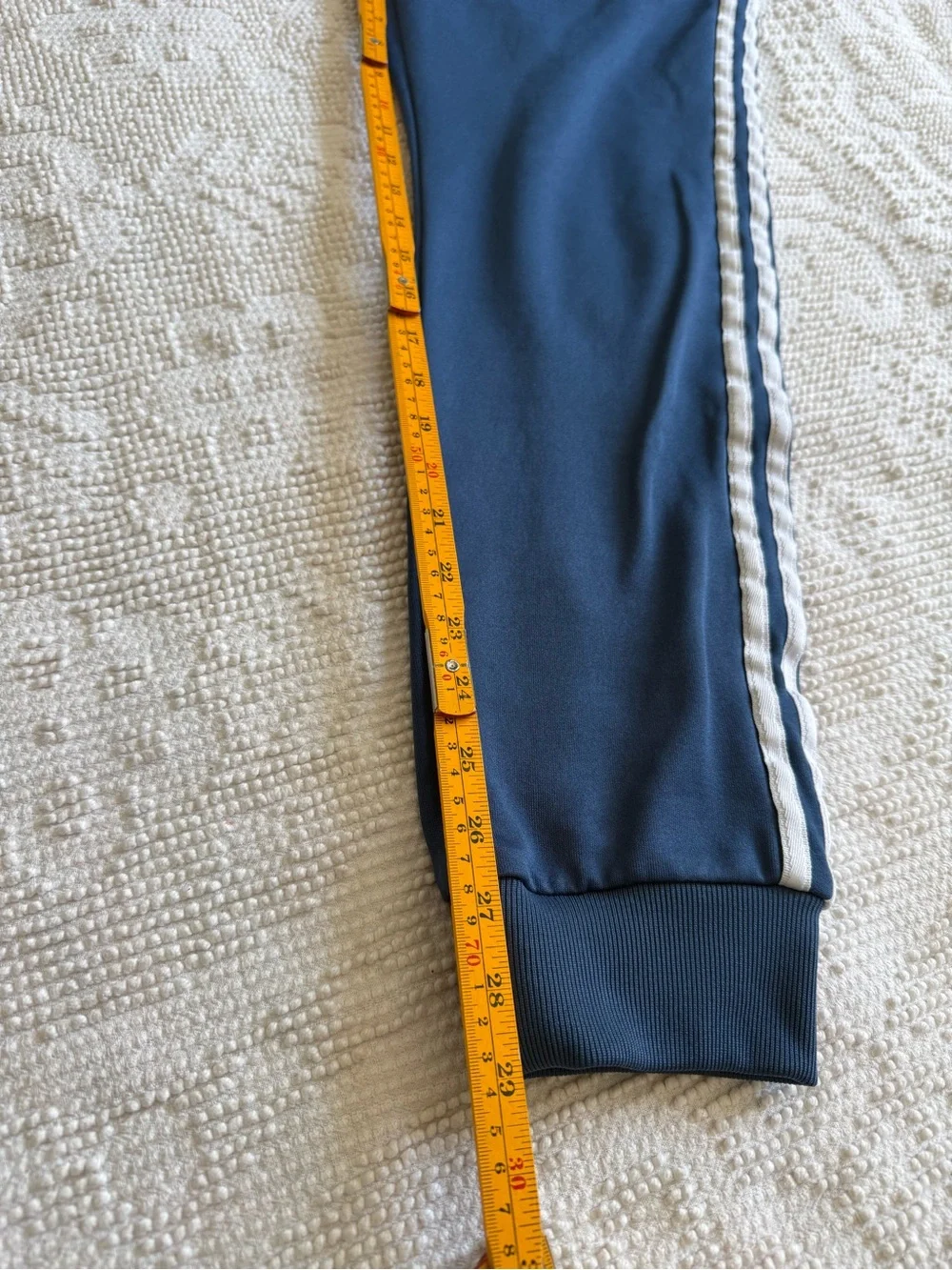 Adidas Originals Blue Joggers with White Three-Stripe Men’s Size Medium
